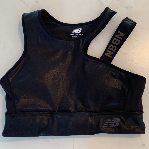New Balance Other - New Balance Q Speed Shape Shield Crop Logo Sport Bra Black